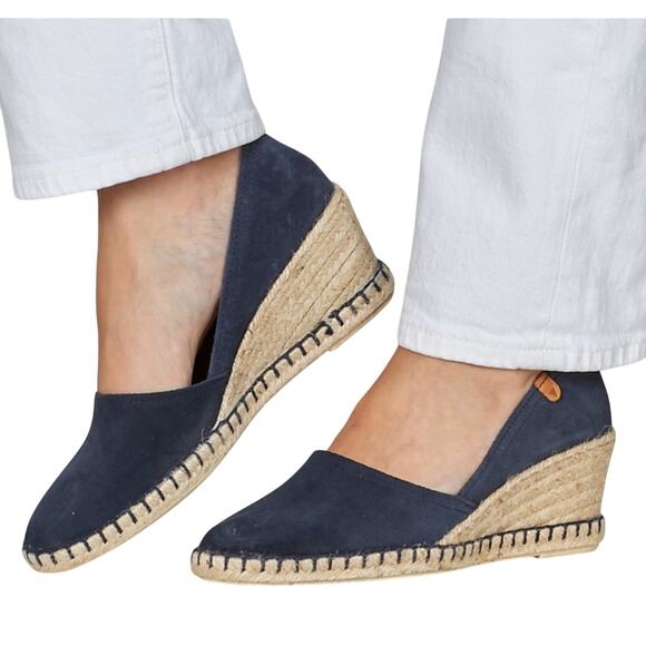 Verbenas Mamen Serraje Espadrilles size EU 39 Marine Blue Tan Wedges - Picture 1 of 13